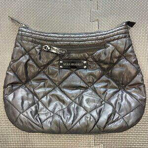 Vera Bradley Black Quilted Crossbody Shoulder Bag With Iconic Print Interior